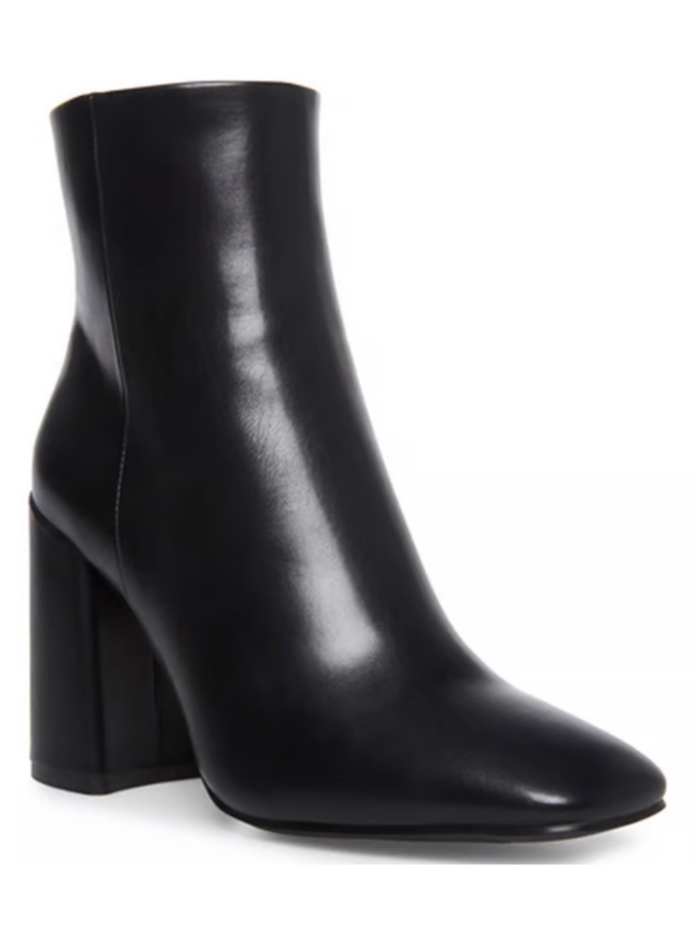 Madden Girl Black Leather Block Heel Ankle Boots